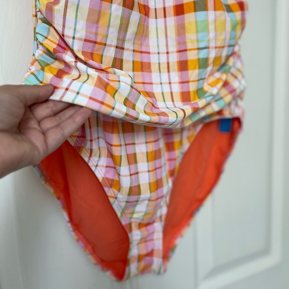 NWT Bleu Rod Beattie Multicolour Plaid Ruffle One-Piece Swimsuit 14 - Picture 4 of 16